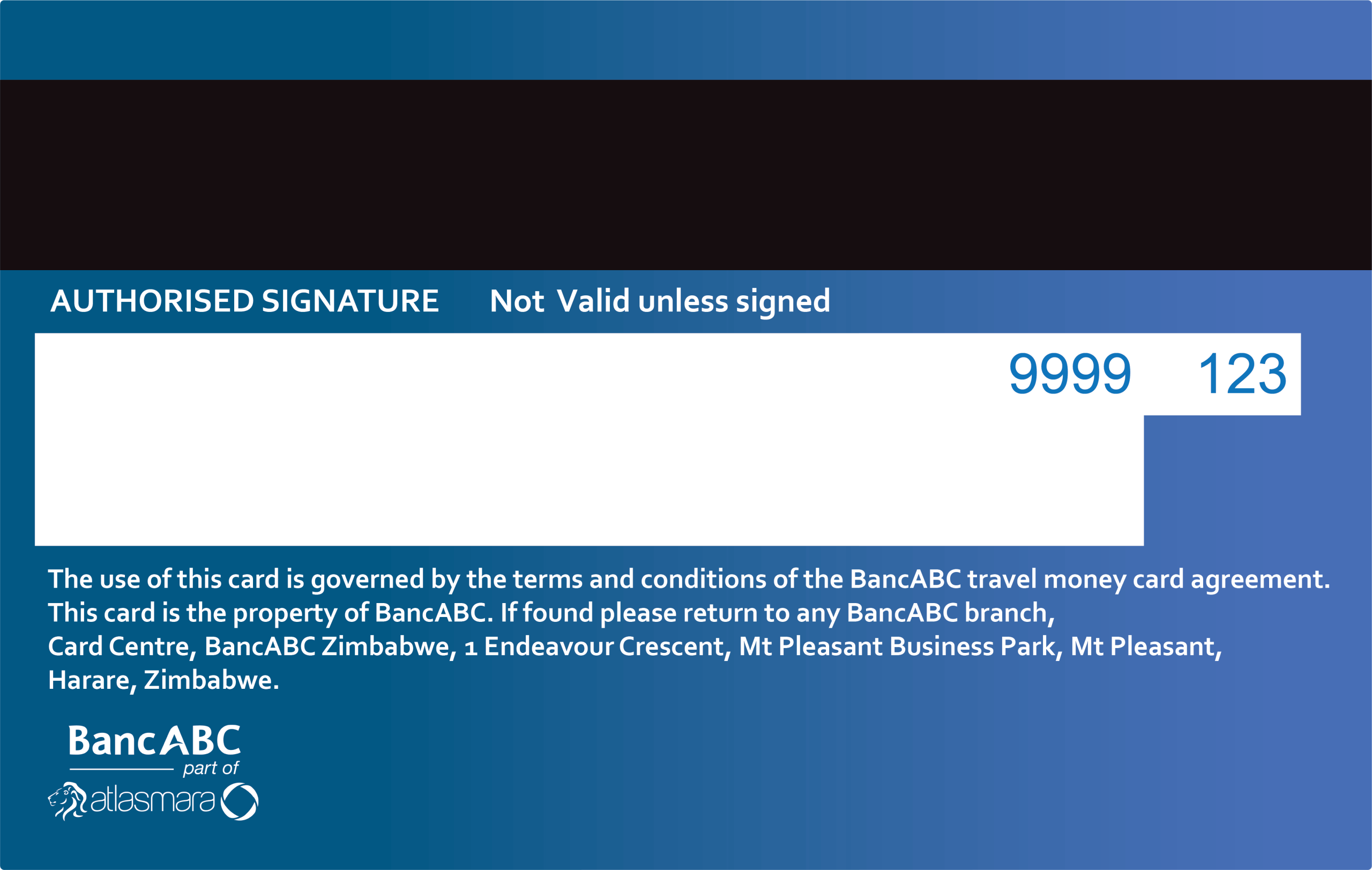 BancABC Visa Travel Card Back