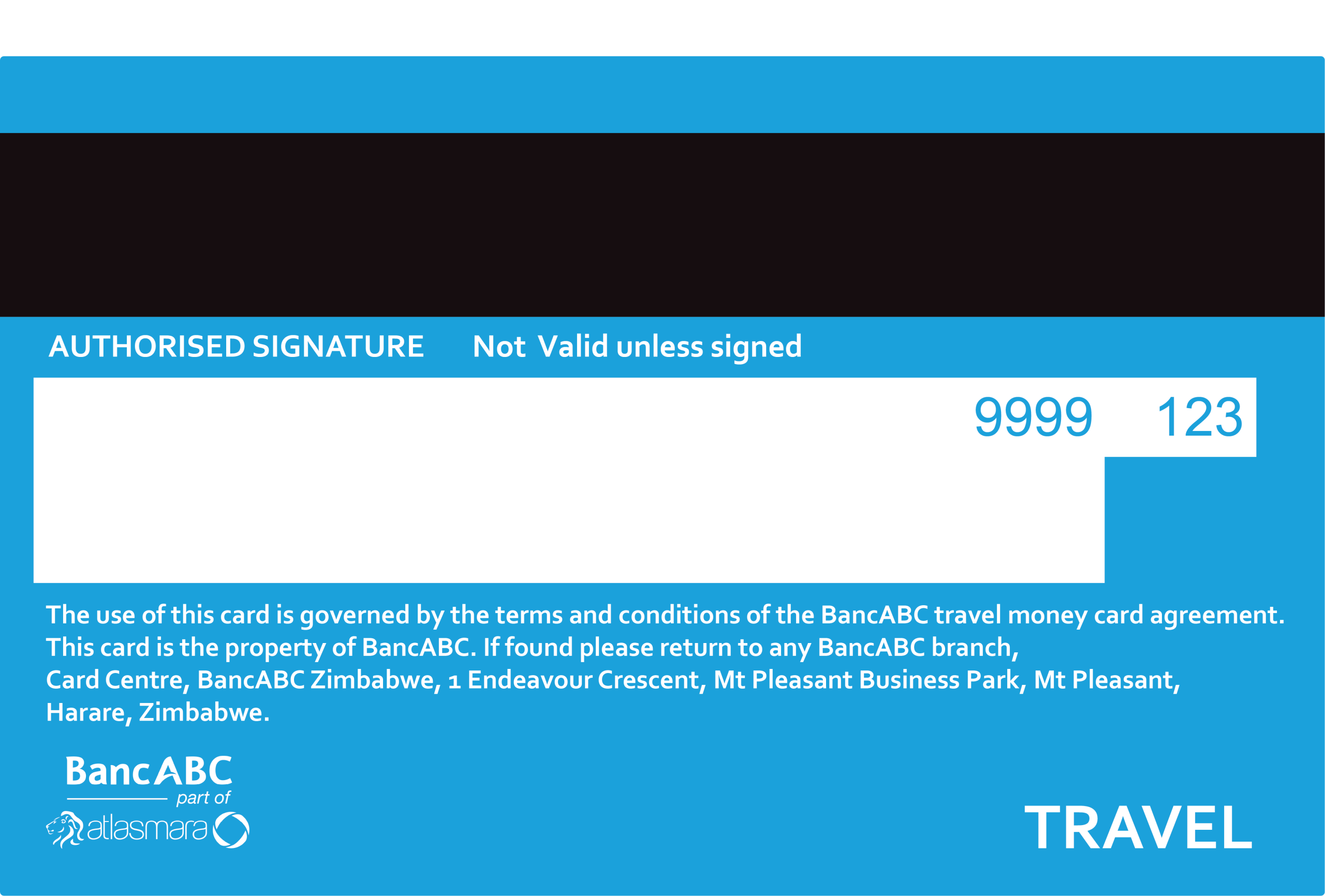 BancABC Currency Visa Card Back