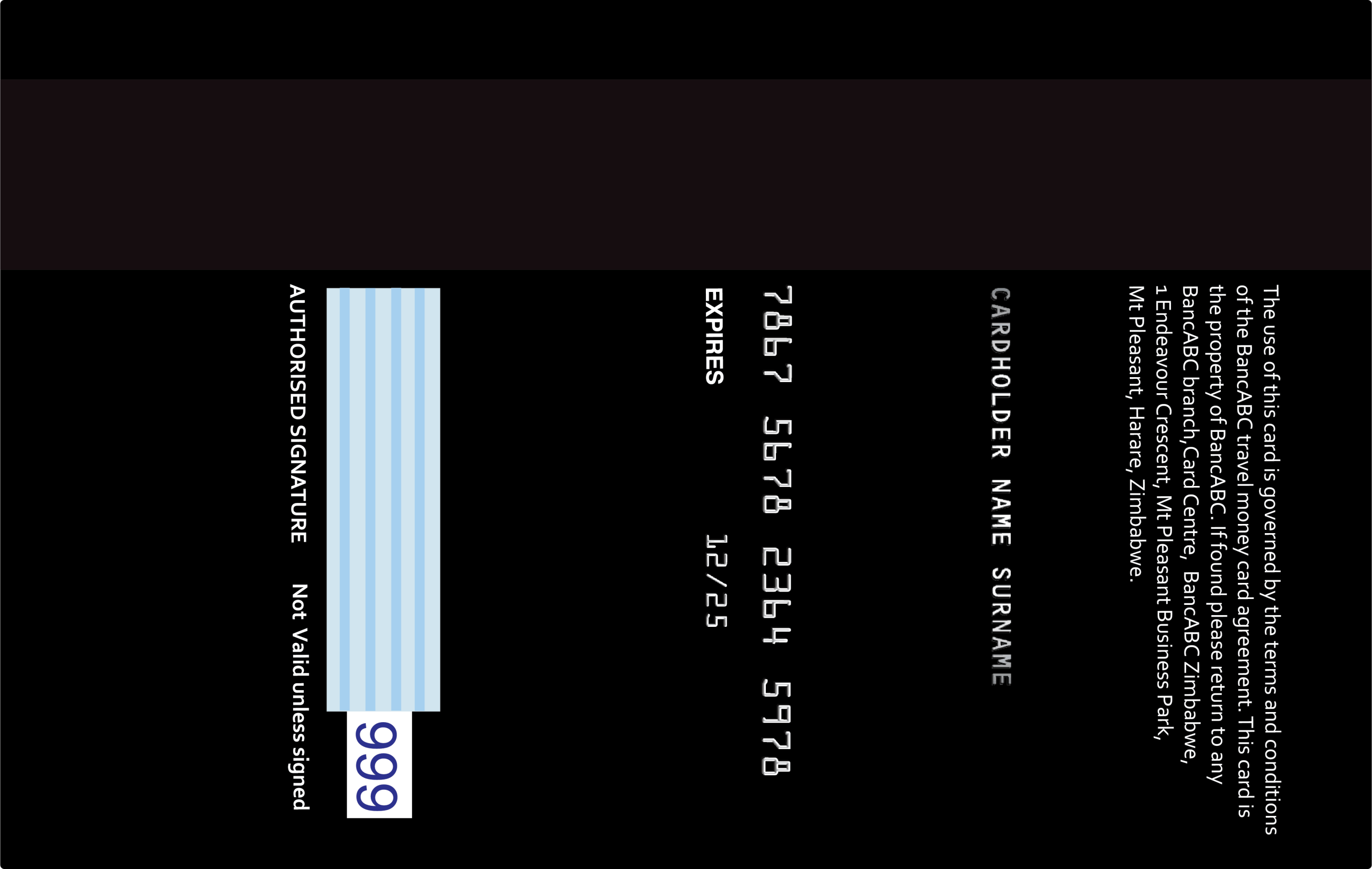 BancABC Student Visa Card Back